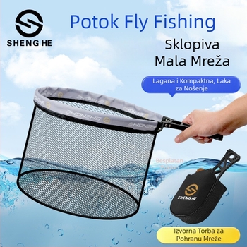 Sklopiva ribarska mreža, mala ribarska mreža, prijenosna mini ručna ribarska mreža, poseban ribolovni alat, puni set pribora