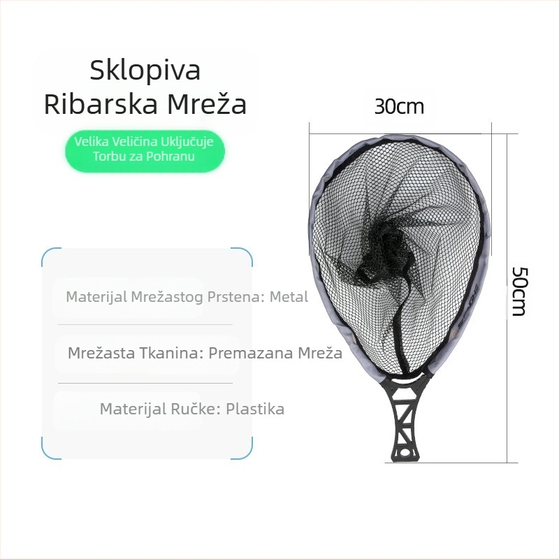 Sklopiva ribarska mreža, mala ribarska mreža, prijenosna mini ručna ribarska mreža, poseban ribolovni alat, puni set pribora