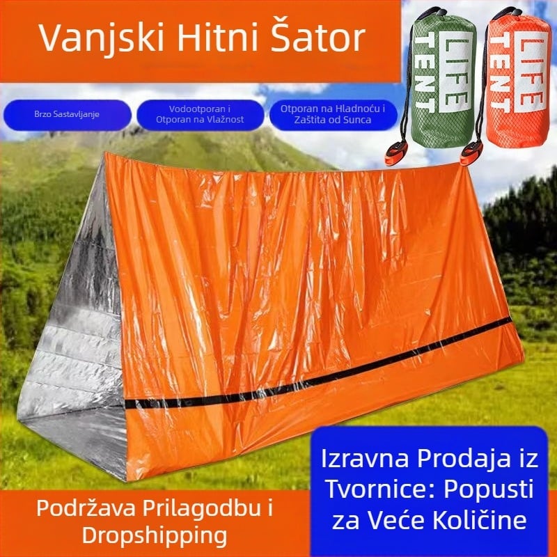 Prijenosni vanjski šator za hitne slučajeve, spašavanje u slučaju katastrofe, kampiranje, vreća za spavanje otporna na hladnoću, termalna deka, planinarenje, kampiranje, prekogranična dropshipping