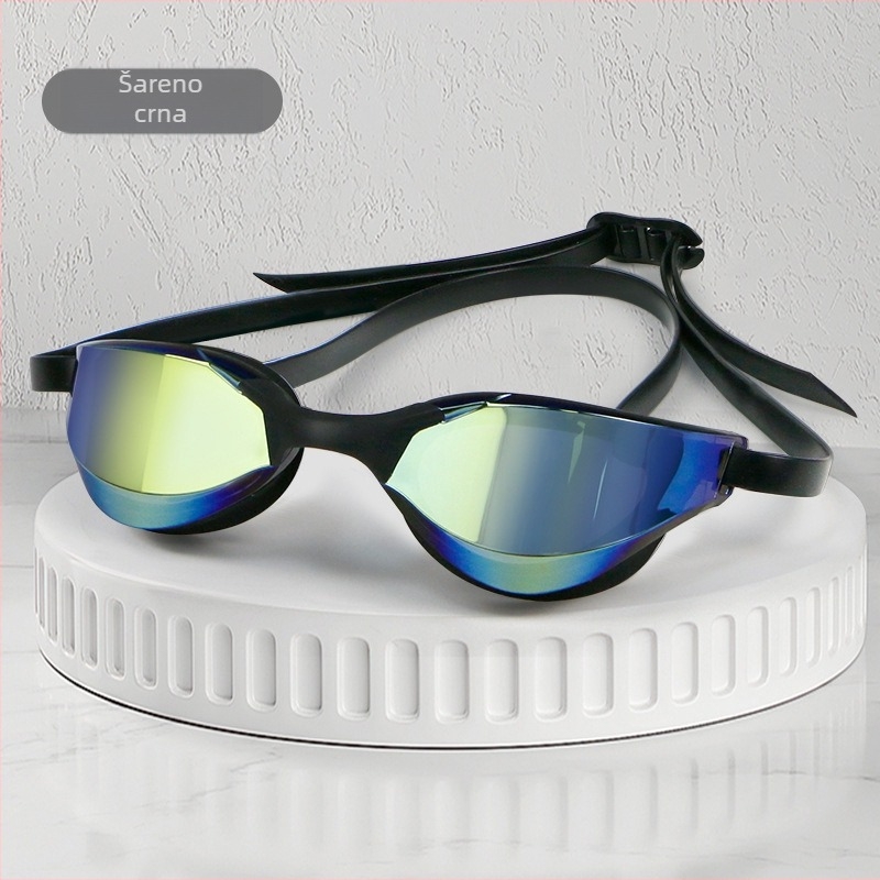 Naočale za plivanje s križnim ogledalom, galvanizirane, šarene, za zaštitu očiju, vodootporne, protiv zamagljivanja, profesionalne naočale za plivanje za trening, torba za naočale za plivanje