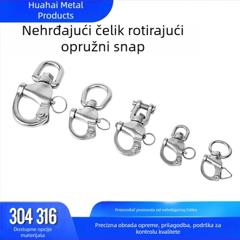 Rotirajuća opružna karika od nehrđajućeg čelika 304/316, pribor za brodsku opremu, kopča za remen, brzo otpuštanje karike, brava