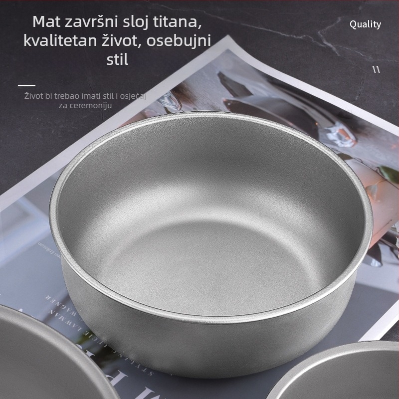 Tvornička prodaja Čista titanska zdjela Vanjsko kampiranje Titanska zdjela Posuđe za stol na otvorenom Prijenosna složena titanska zdjela