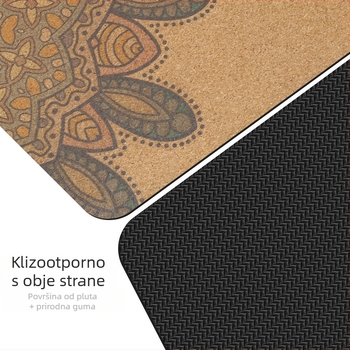 Nagoudi gumena prostirka za jogu od pluta s neklizajućim rukohvatom, apsorpcijom udaraca, zadebljana, za mušku jogu, vježbe, fitness, sklopivi ručnik od pluta