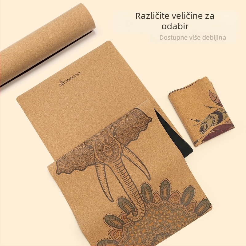 Nagoudi gumena prostirka za jogu od pluta s neklizajućim rukohvatom, apsorpcijom udaraca, zadebljana, za mušku jogu, vježbe, fitness, sklopivi ručnik od pluta