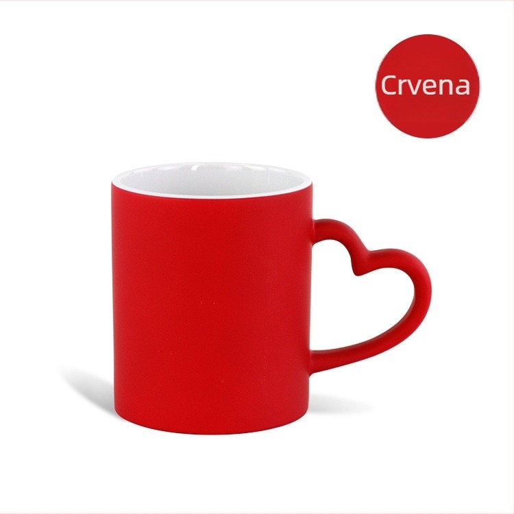 Šalica za prijenos topline, personalizirana kreativna tiskana fotografija, grafička slika, šalica sa srcem, ljubavna matirana šalica s promjenom boje