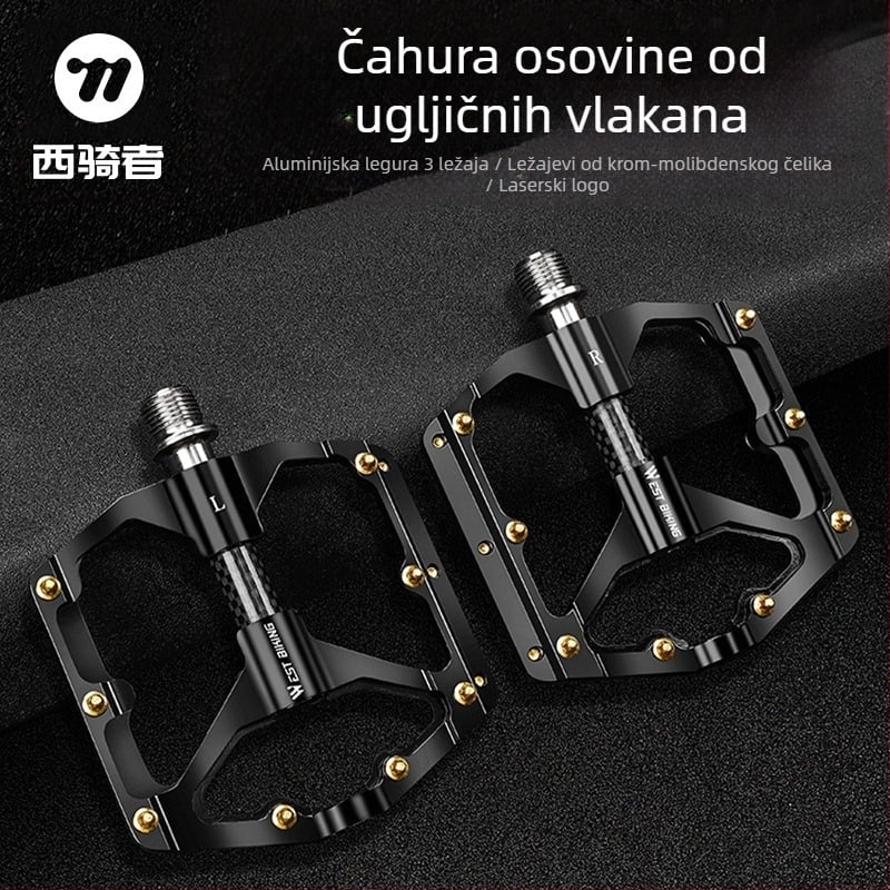 WEST BIKING 3 Peilin pedala s karbonskim vlaknima, rukav osovine, pedala za brdski biciklizam 3 Peilin pedala s poliranom površinom