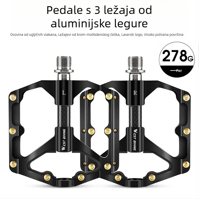 WEST BIKING 3 Peilin pedala s karbonskim vlaknima, rukav osovine, pedala za brdski biciklizam 3 Peilin pedala s poliranom površinom
