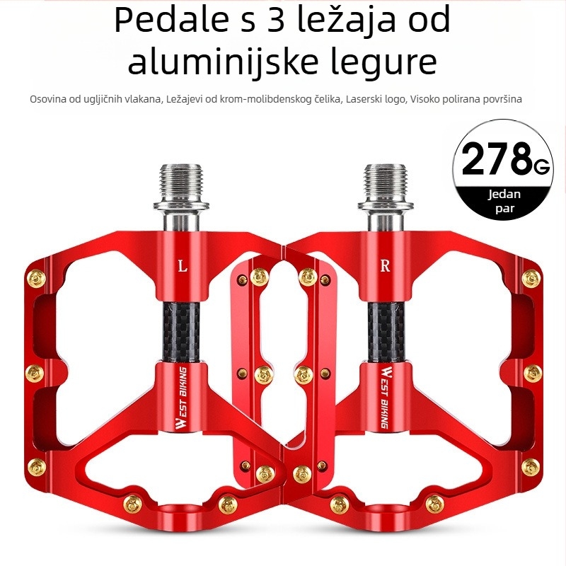 WEST BIKING 3 Peilin pedala s karbonskim vlaknima, rukav osovine, pedala za brdski biciklizam 3 Peilin pedala s poliranom površinom
