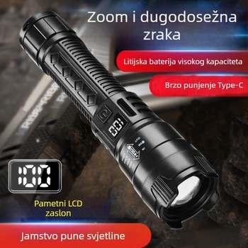 Prekogranična LED svjetiljka, punjiva prijenosna, snažno svjetlo, dugotrajno bijelo lasersko svjetlo, vanjsko super svijetlo višenamjensko radno svjetlo