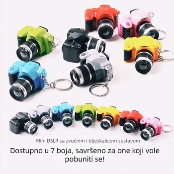 Kreativni LED svjetlosni privjesak za ključeve, simulacija zvuka, SLR fotoaparat, slatki privjesak za ključeve, torba, privjesak