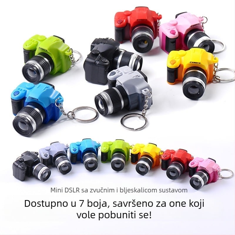 Kreativni LED svjetlosni privjesak za ključeve, simulacija zvuka, SLR fotoaparat, slatki privjesak za ključeve, torba, privjesak