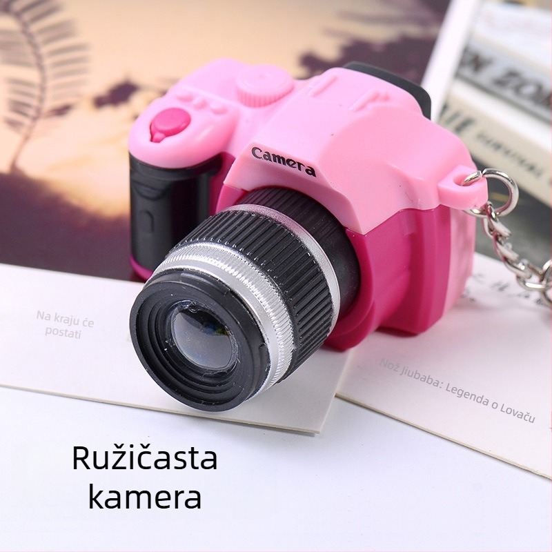 Kreativni LED svjetlosni privjesak za ključeve, simulacija zvuka, SLR fotoaparat, slatki privjesak za ključeve, torba, privjesak