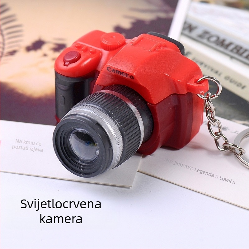 Kreativni LED svjetlosni privjesak za ključeve, simulacija zvuka, SLR fotoaparat, slatki privjesak za ključeve, torba, privjesak