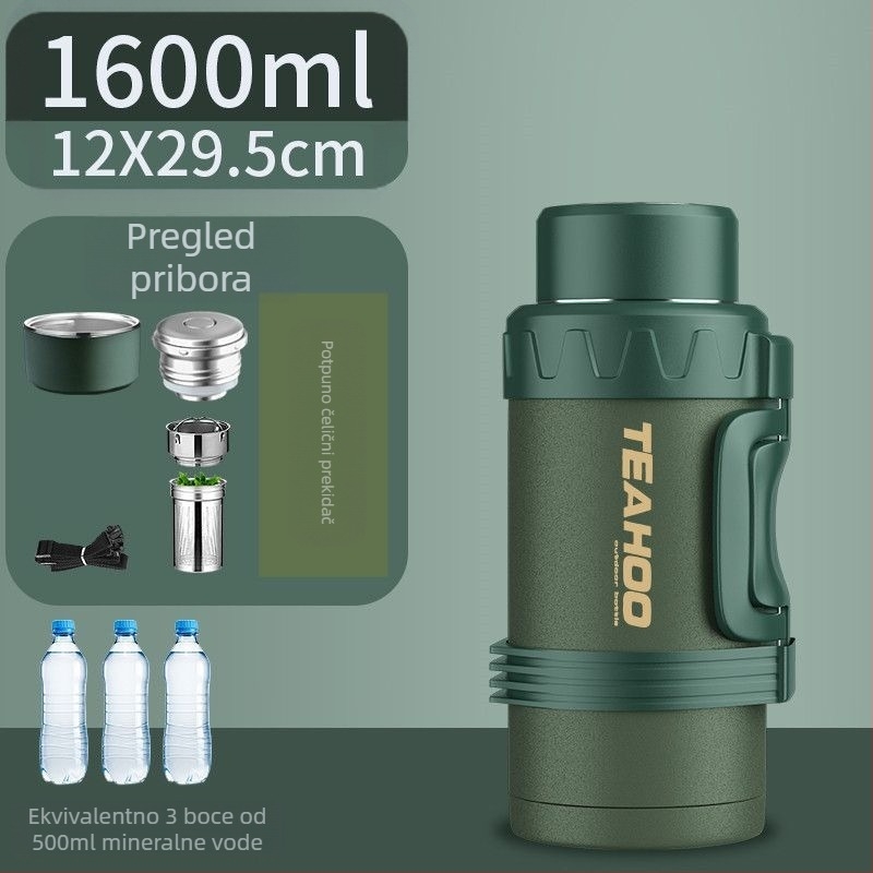 Muški čajnik za vodu od nehrđajućeg čelika za putovanja i putovanja, za muške, s natpisom, ekstra debeli, niski, 316, čajnik za vodu velikog kapaciteta, Qihu