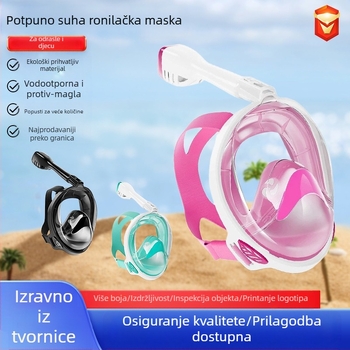 Maska za ronjenje, disanje, odvajanje dišnih puteva, cijev za disanje, lako se uključuje, nosač za GoPro kameru, potpuno suha maska protiv zamagljivanja