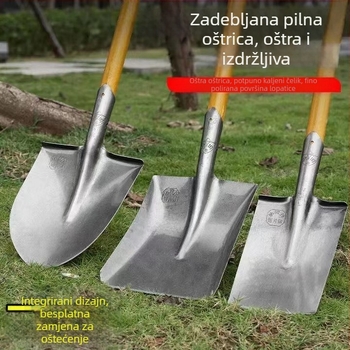 Velika lopata od manganskog čelika, lopata za vanjsko kopanje, rahljenje tla, artefakt, vrtni alati, sadnja povrća, poljoprivredna drvena drška, željezna žlica