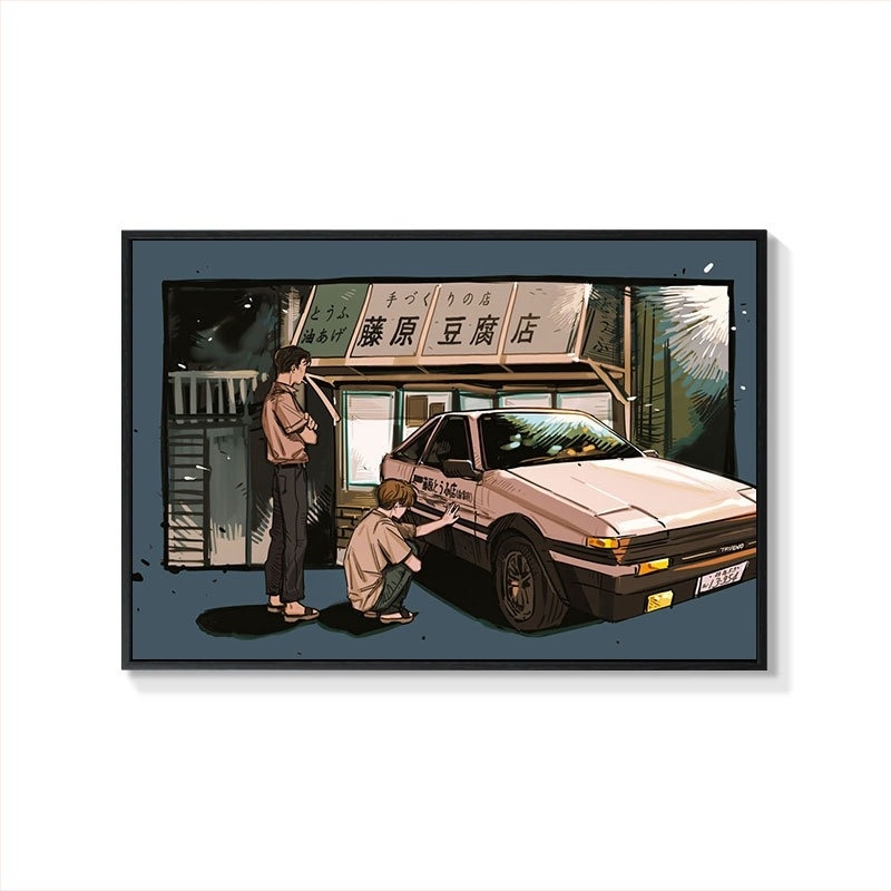 Retro slika automobila, viseća slika, uljani poster, Cyberpunk sportski automobilski klub, zidna dekoracija, slika bara, e-sportski mural