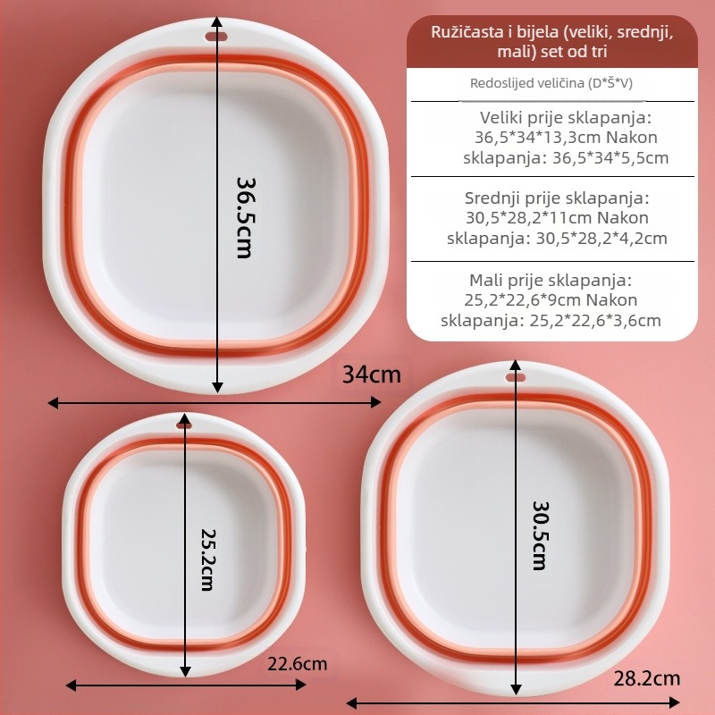 Sklopivi umivaonik, prijenosni putni umivaonik za studentski dom, umivaonik za bebe, veliki i srednji, mali plastični umivaonik