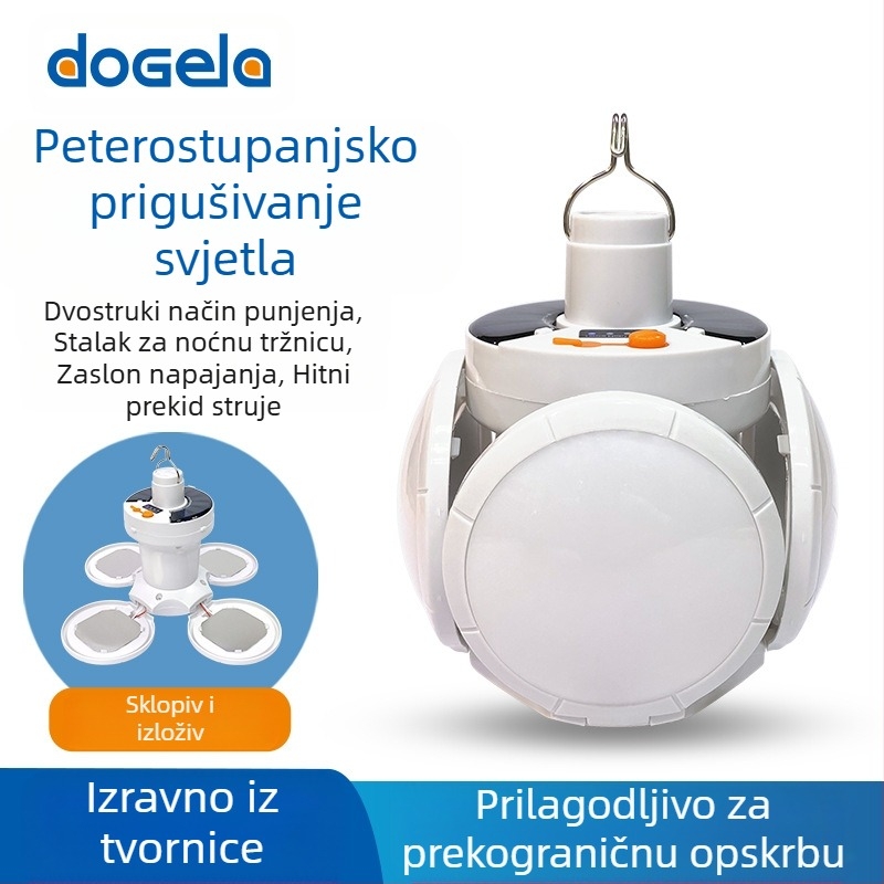 Solarna punjiva žarulja za hitne slučajeve nestanka struje, štand na noćnoj tržnici, kućna LED štedljiva sklopiva nogometna lampa, snažno svjetlo