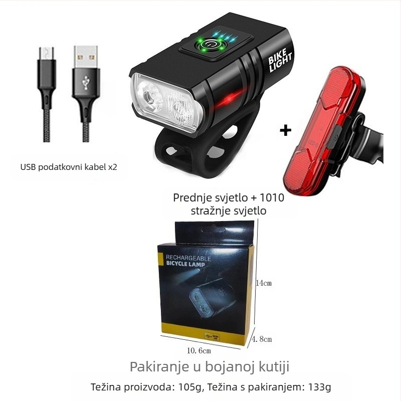 Svjetla za bicikle od aluminijske legure, prednja svjetla, snažno svjetlo, svjetiljka za vožnju, oprema za noćnu vožnju, cestovni pribor za brdski bicikl, stražnja svjetla