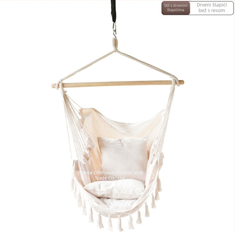 Vanjska/unutarnja viseća stolica, platnena viseća košara, ručno izrađena ljuljačka s resicama, protiv prevrtanja, prekogranična veleprodaja i maloprodaja e-trgovine