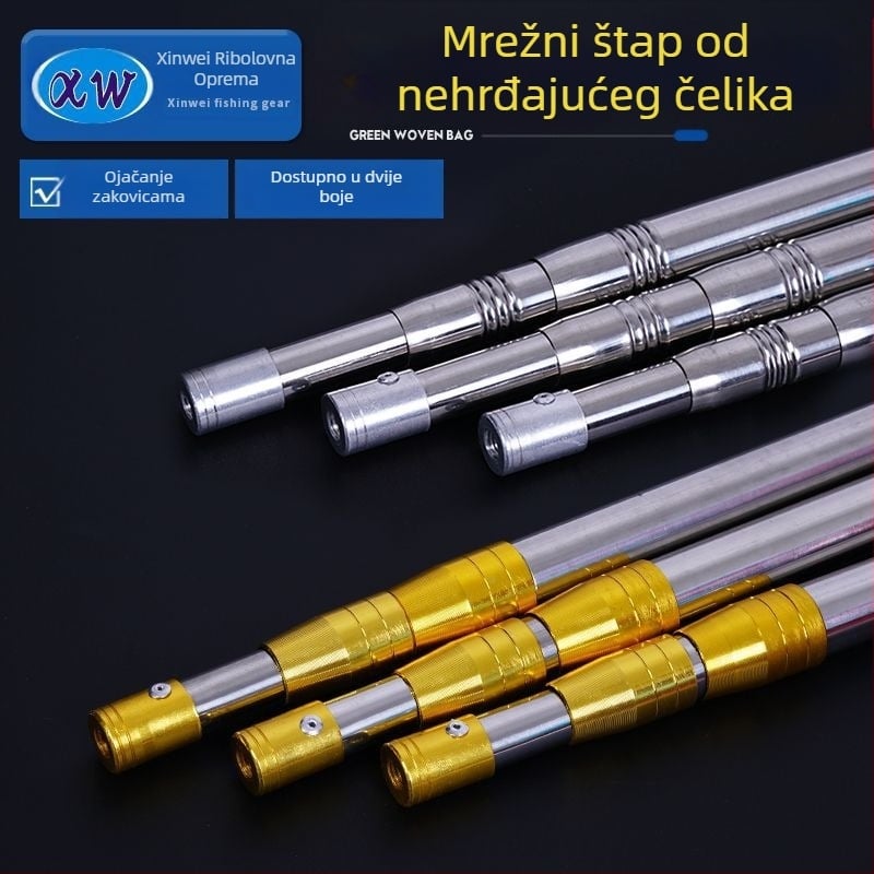 Mreža za umakanje od nehrđajućeg čelika Šipka sa žutom glavom i zadebljanom glavom, mreža za umakanje s teleskopskim pozicioniranjem, šipka, mreža za umakanje sa žutim poklopcem, šipka, mreža za umakanje s bijelom glavom, šipka