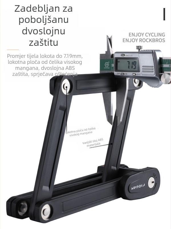 Biciklistička protuprovalna sklopiva brava za brdski bicikl, vodootporna protiv hrđe, legirani čelik, četveroznamenkasta kodna brava, oprema za vožnju cestovnog bicikla