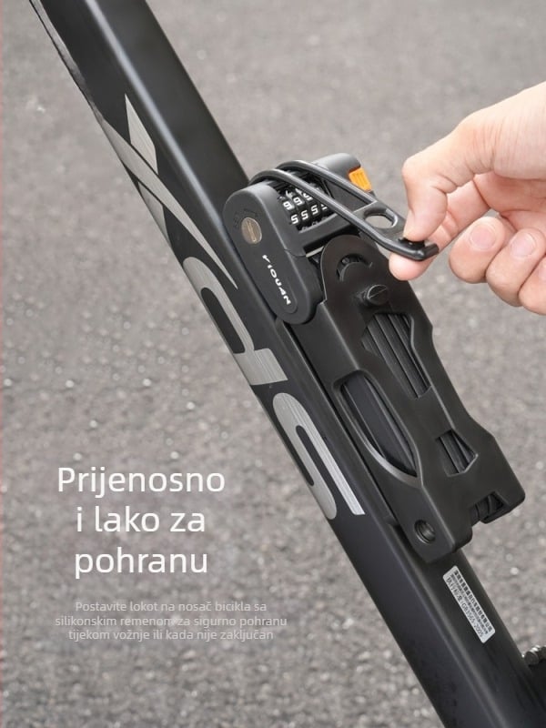 Biciklistička protuprovalna sklopiva brava za brdski bicikl, vodootporna protiv hrđe, legirani čelik, četveroznamenkasta kodna brava, oprema za vožnju cestovnog bicikla