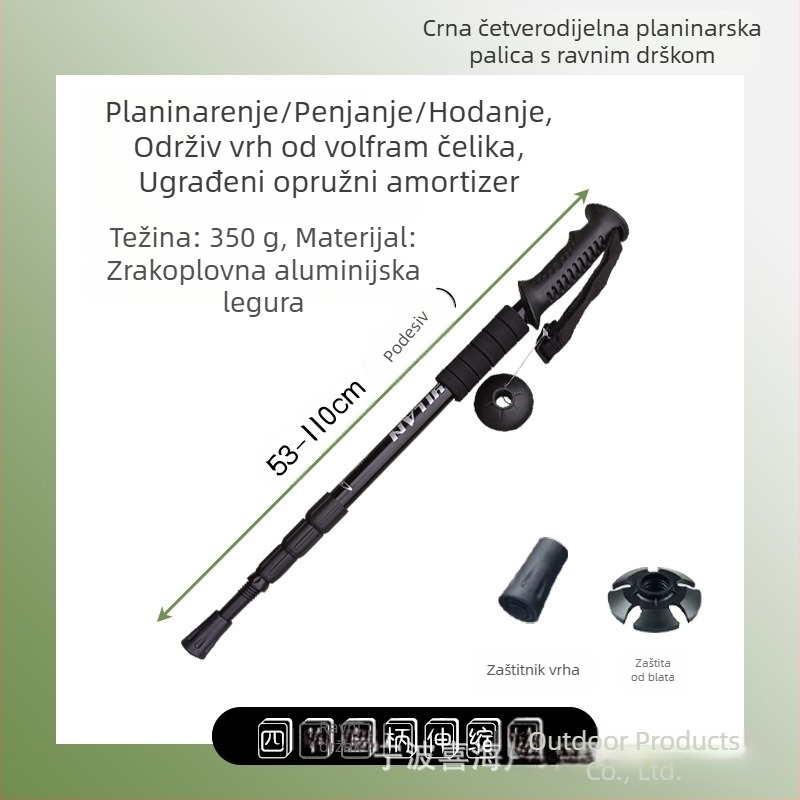 Planinarski štap od aluminijske legure s T-ručkom 4, vanjski planinarski štap, prijenosni štap za hodanje, proizvođači planinarskog štapa s štakama na veliko