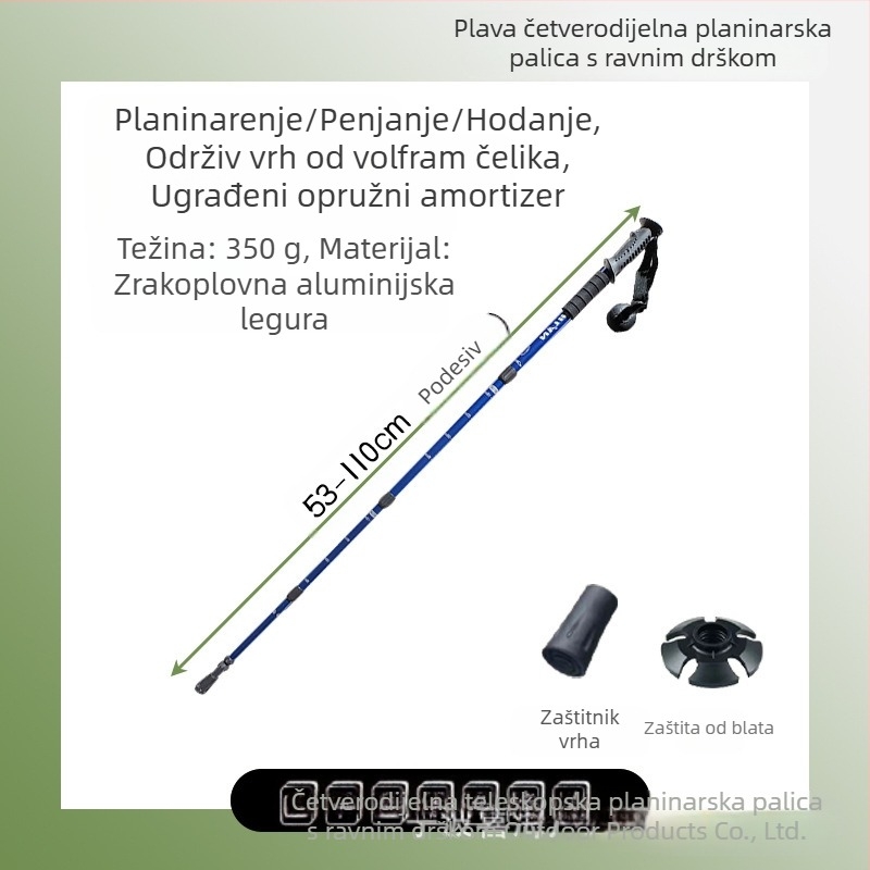 Planinarski štap od aluminijske legure s T-ručkom 4, vanjski planinarski štap, prijenosni štap za hodanje, proizvođači planinarskog štapa s štakama na veliko