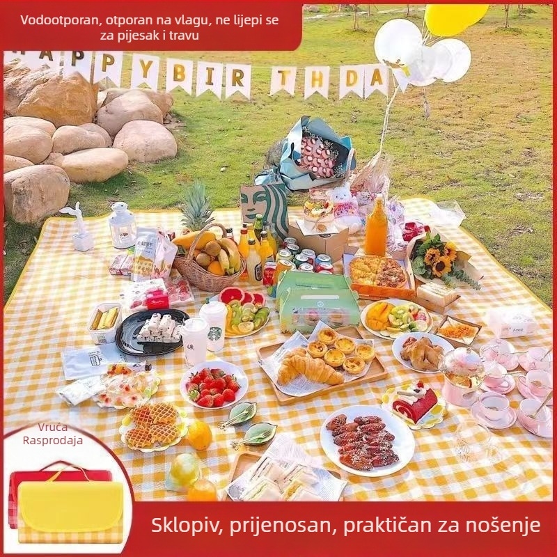 Prostirka za piknik, vodootporna prostirka, zadebljana vanjska tkanina za piknik, kampiranje, vodootporni jastuk, prijenosna tkanina otporna na vlagu, sklopiva šatorska tkanina