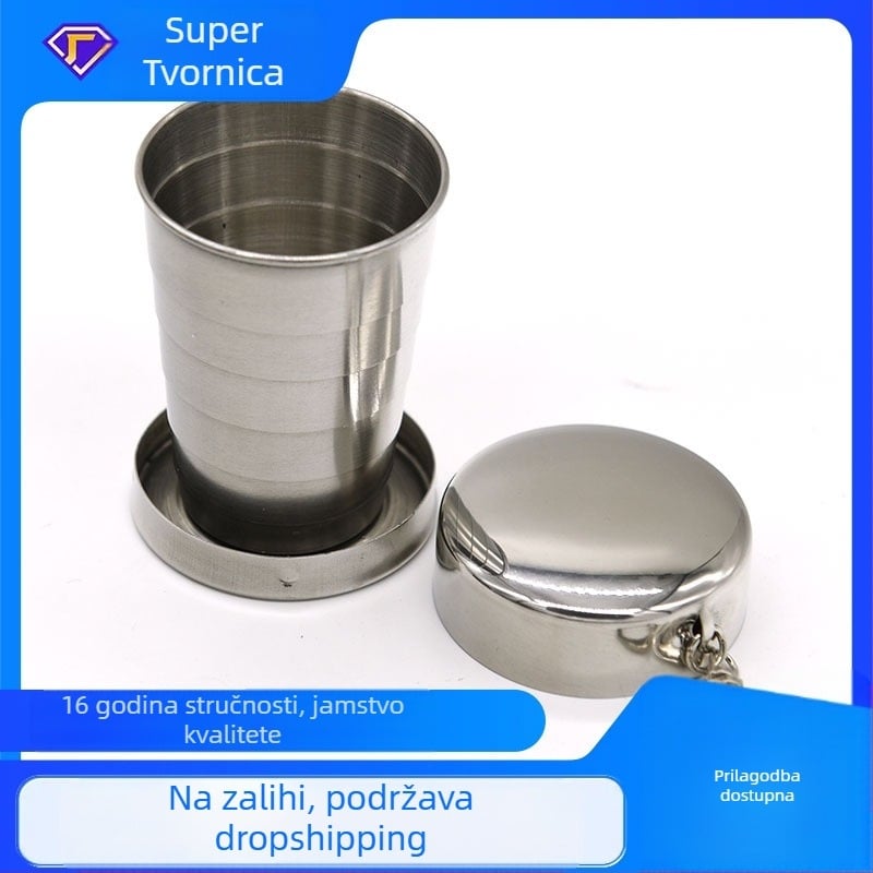 Vanjska prijenosna muška i ženska prijenosna metalna uvlačiva šalica od nehrđajućeg čelika, sklopiva šalica za vino, mala veličina 68 g