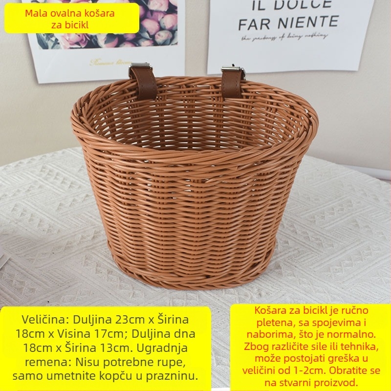 Pletena košara za ukrase od ratana, džepna košara za bicikle i autiće, košara za pohranu ukrasa za stol, košara za cvijeće, košara za pohranu