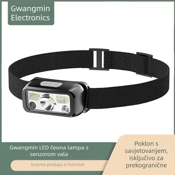 Novo LED prednje svjetlo s mahanjem, indukcijsko prednje svjetlo s USB punjenjem, montirano na glavu, noćno trčanje, ribolovno mini prednje svjetlo na veliko
