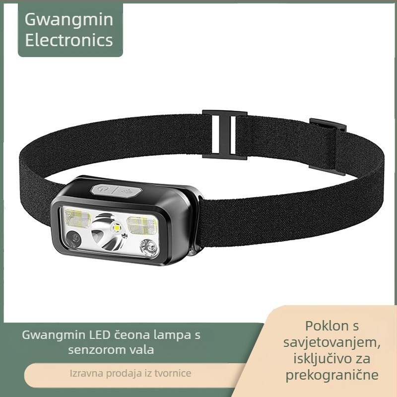 Novo LED prednje svjetlo s mahanjem, indukcijsko prednje svjetlo s USB punjenjem, montirano na glavu, noćno trčanje, ribolovno mini prednje svjetlo na veliko
