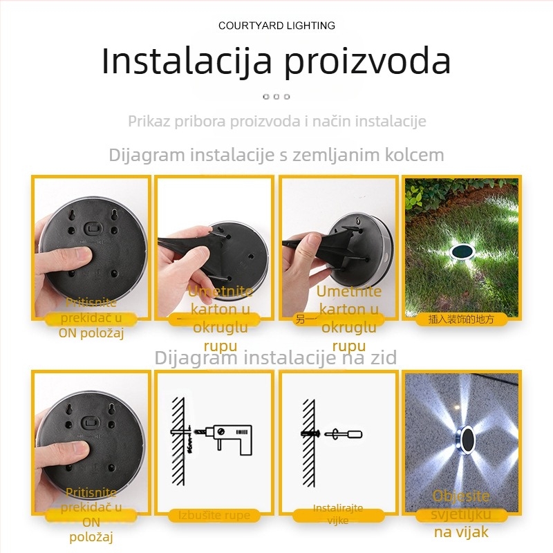 Solarna LED podzemna svjetiljka za vanjsku upotrebu, vodootporna plastična vrtna dekoracija, uzemljena svjetiljka, travnjak, krajolik, ukopana svjetiljka, super svijetla