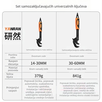 Višenamjenski podesivi ključ, univerzalni alat, kliješta za samoblokiranje, kupaonska vodovodna cijev, veliki otvor, ušteda rada