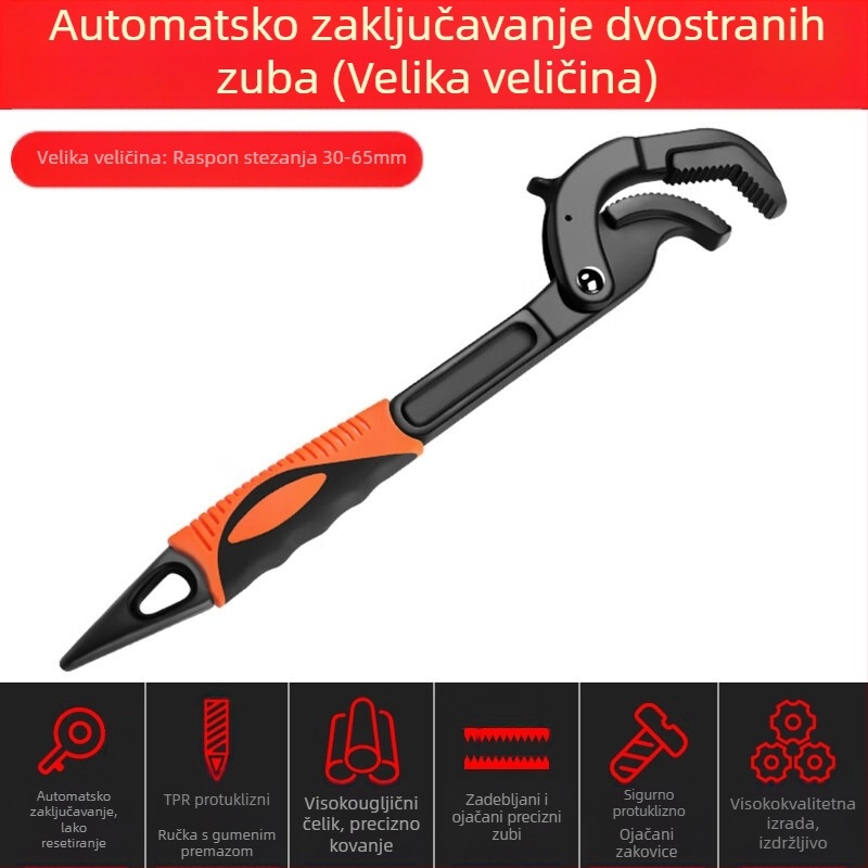 Višenamjenski podesivi ključ, univerzalni alat, kliješta za samoblokiranje, kupaonska vodovodna cijev, veliki otvor, ušteda rada
