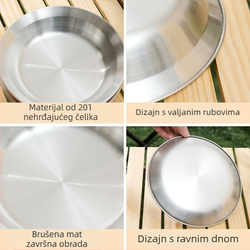 Vanjski set tanjura od nehrđajućeg čelika za večeru, kampiranje, roštilj, pribor za jelo, prijenosni, samovozeći, tanjur za roštilj, posuda za juhu, set posuda za jelo