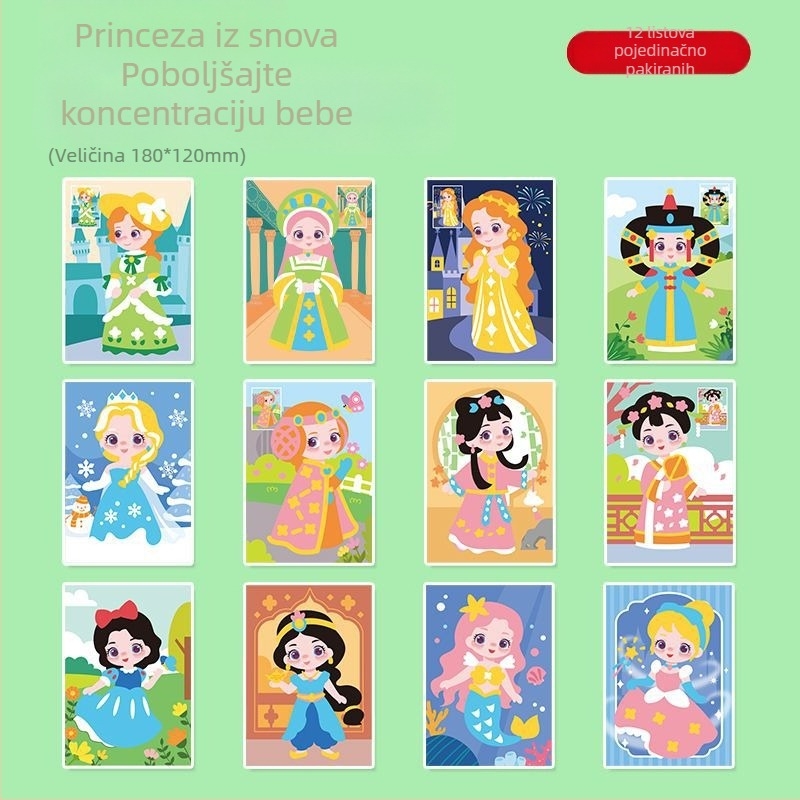 Dječje ručno rađene DIY 3D stereo Eva naljepnice princeza vrtić proizvodni materijal paket za djevojčice edukativne naljepnice igračke