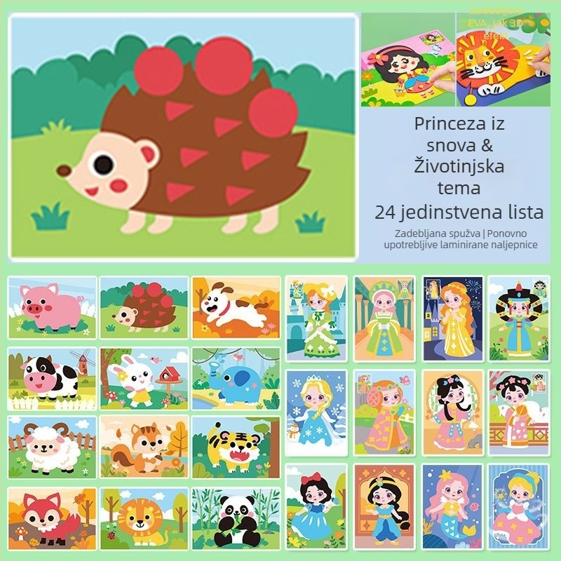 Dječje ručno rađene DIY 3D stereo Eva naljepnice princeza vrtić proizvodni materijal paket za djevojčice edukativne naljepnice igračke