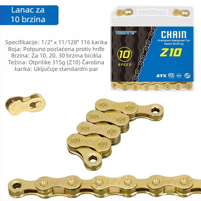 TOOPRE brdski bicikl zlatni lanac cestovni bicikl 8 brzina 9 10 11S lanac s promjenjivom brzinom potpuno obložen antikorozivnim premazom