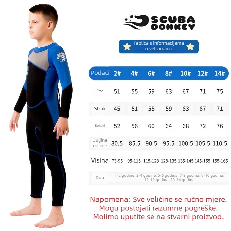 Novi dječji kupaći kostim s kremom za sunčanje, jednodijelni kupaći kostim s dugim rukavima, zadebljani, muški, topli, ronilački, odijelo za surfanje i ronjenje, debljine 2,5 mm