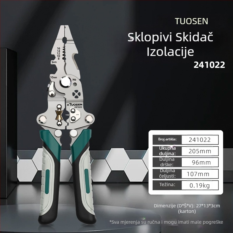 Tuosen kliješta za skidanje izolacije s preklopnih vodova, višenamjenska kliješta za rezanje vodova, specijalna kliješta za električare, kliješta za skidanje izolacije