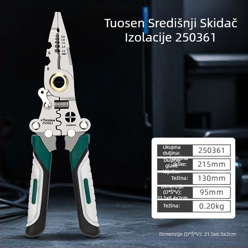Tuosen kliješta za skidanje izolacije s preklopnih vodova, višenamjenska kliješta za rezanje vodova, specijalna kliješta za električare, kliješta za skidanje izolacije