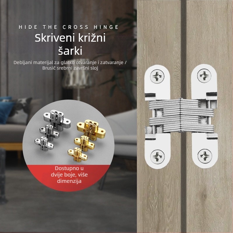 Skrivena križna šarka od legure cinka s ravnim šarkama šarka za blagovaonski stol sklopiva vrata blagovaonskog stola ormarić skrivena šarka veleprodaja
