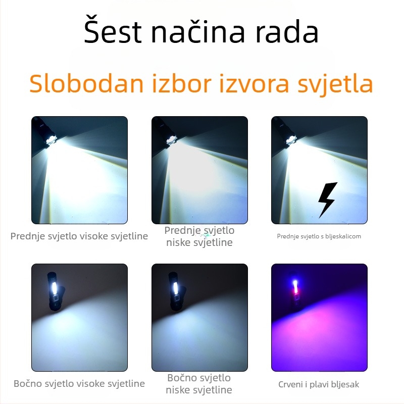 Prekogranična nova vanjska svjetiljka s jakim svjetlom 118 P50 teleskopski zum velike snage, kopča za olovku, crvena i plava bljeskalica A76, svjetiljka