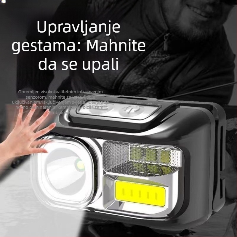 LED noćno svjetlo za ribolov sa senzorom za prednje svjetlo protiv komaraca, montirano na glavu, ultra svijetlo crveno svjetlo za ribolov, punjivo vanjsko osvjetljenje