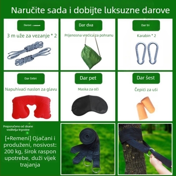 Viseća mrežasta viseća mreža od ledene svile, vanjska ljuljačka, krevet na drvetu, viseći mrežasti krevet za spavanje, ljetni krevet za ljuljanje odraslih, viseći konopac za dvostruko korištenje