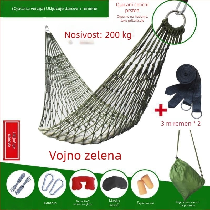 Viseća mrežasta viseća mreža od ledene svile, vanjska ljuljačka, krevet na drvetu, viseći mrežasti krevet za spavanje, ljetni krevet za ljuljanje odraslih, viseći konopac za dvostruko korištenje